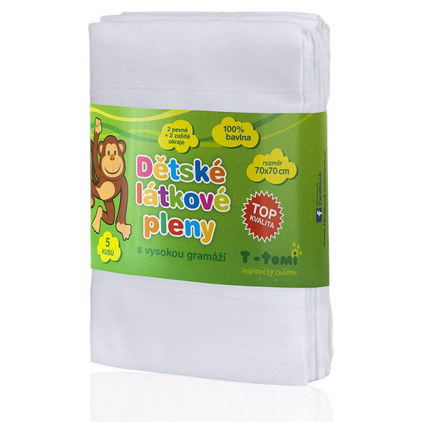 T-TOMI Plienky látkové TETRA 70x70 cm, 5 ks, biele