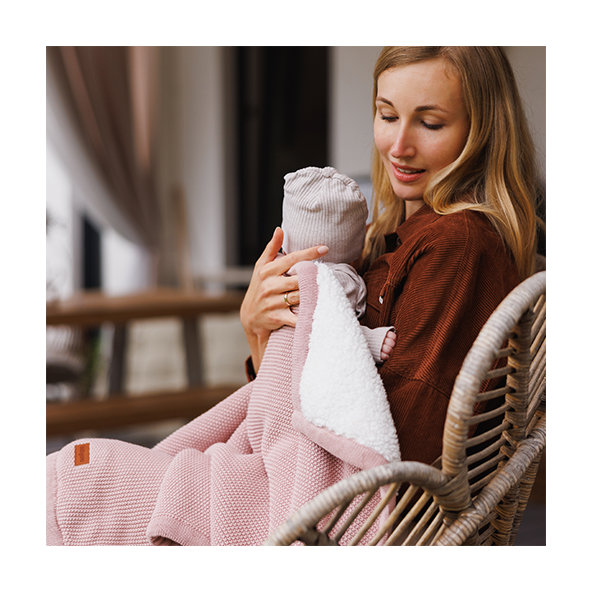 BABYONO Deka bavlnená s fleecovou podšívkou 75 x 100 cm ružová