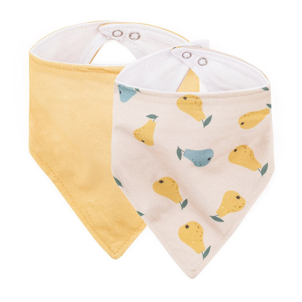 PETITE&MARS Podbradník bandana Luke Beige Pears&Intense Ochre 3m+ 2 ks