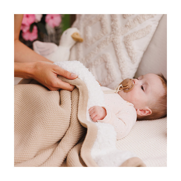 BABYONO Deka bavlnená s fleecovou podšívkou 75 x 100 cm béžová