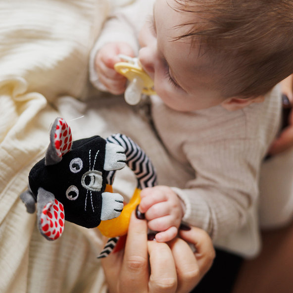 BABYONO Hrkálka kontrastná Mouse 0 m+