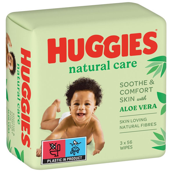 HUGGIES Vlhčené obrúsky Natural Triplo 56x3 ks