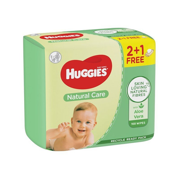 HUGGIES Vlhčené obrúsky Natural Triplo 56x3 ks
