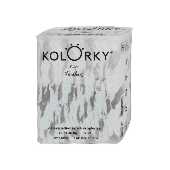 KOLORKY DAY - perie - XL (12-16 kg) - 17 ks - jednorazové eko plienky