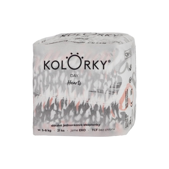KOLORKY DAY - srdce - M (5-8 kg) - 21 ks - jednorázové ekoplienky