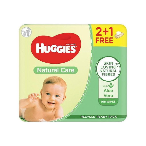 3x HUGGIES Vlhčené obrúsky Natural Triplo 56x3 ks