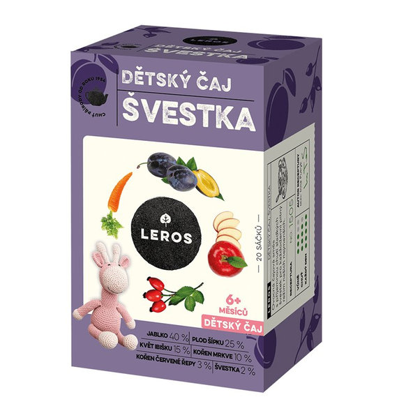 4x LEROS Dětský čaj Švestka 20x2,0g