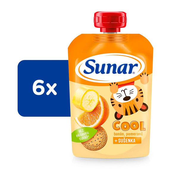 6x SUNAR Cool Pomaranč, banán, sušienka 110g