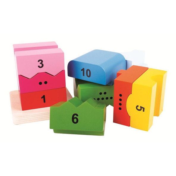 BIGJIGS BABY Veža drevená motorická s číslicami