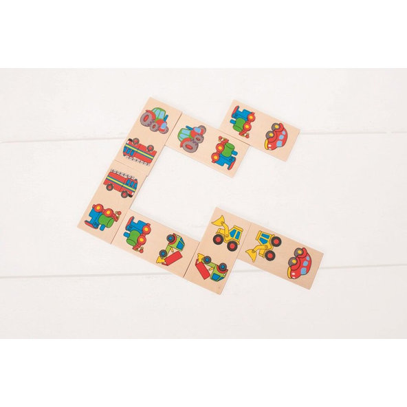 BIGJIGS TOYS Domino drevené dopravné prostriedky