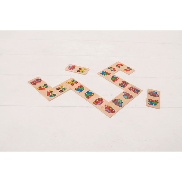 BIGJIGS TOYS Domino drevené dopravné prostriedky