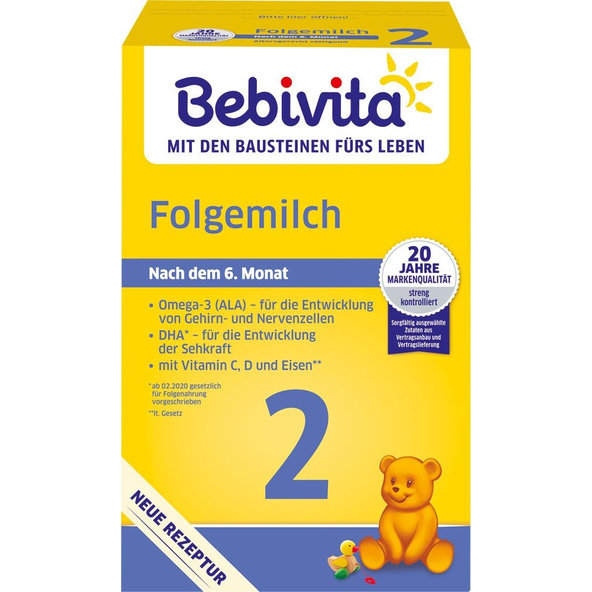 4x BEBIVITA Mlieko 2 Instantná následná mliečna výživa od uk. 6. mesiaca, 500 g