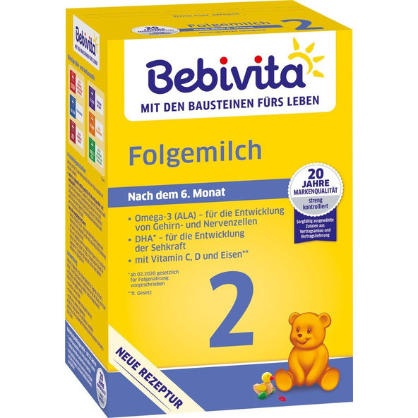 4x BEBIVITA Mlieko 2 Instantná následná mliečna výživa od uk. 6. mesiaca, 500 g