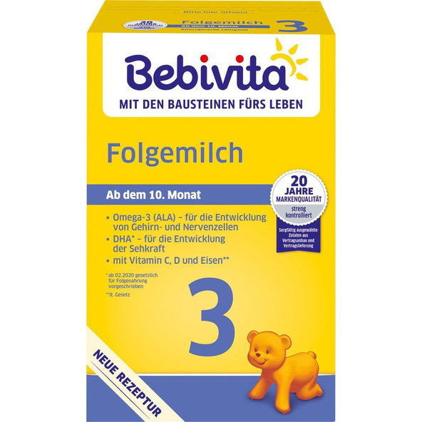 4x BEBIVITA Mlieko 3 Instantné následná mliečna výživa od uk. 9. mesiaca, 500 g