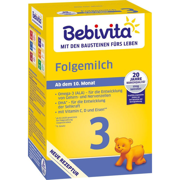 4x BEBIVITA Mlieko 3 Instantné následná mliečna výživa od uk. 9. mesiaca, 500 g