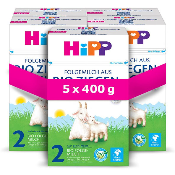 5x HiPP 2 BIO Kozie mlieko od ukončeného 6. mesiaca 400 g