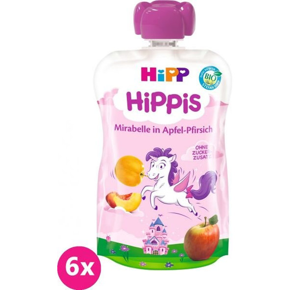 6x HiPP BIO HiPPiS Jablko-Broskyňa-Mirabelka (12m+) 100 g