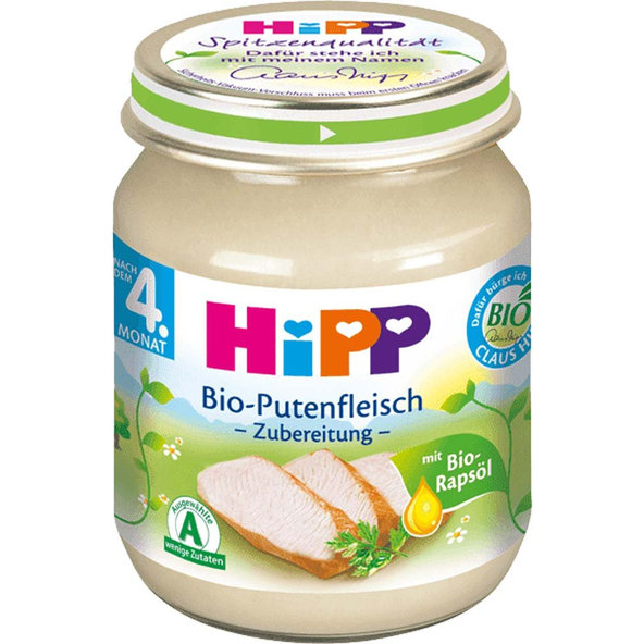 6x HiPP BIO krůtí maso (125 g) - masový příkrm