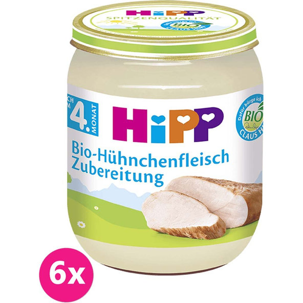 6x HiPP BIO kuřecí maso (125 g) - masový příkrm