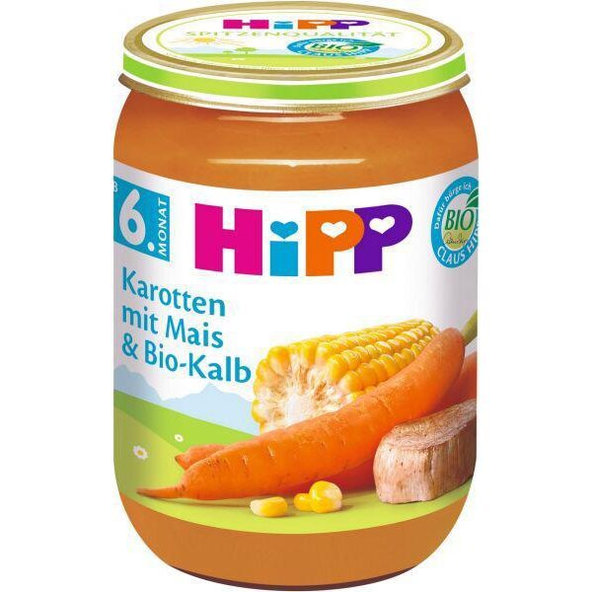 6x HiPP Príkrm zeleninovo-mäsový BIO Mrkva s kukuricou a teľacím mäsom 190g
