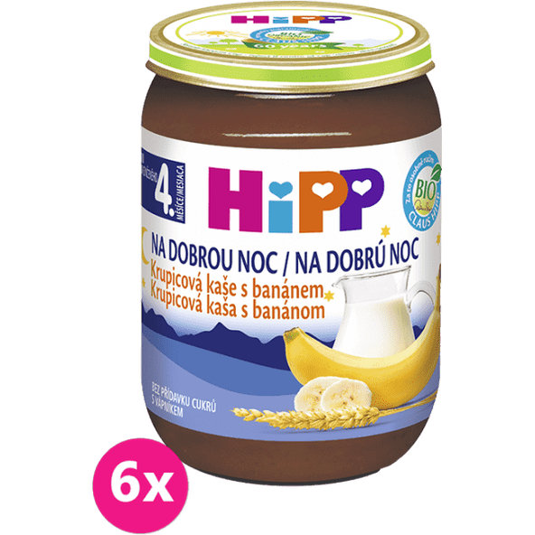 6x HiPP BIO Na dobrou noc krupicová s banánem (190 g) - mléčná kaše