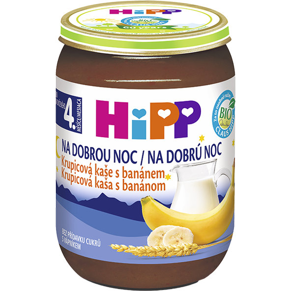 6x HiPP BIO Na dobrou noc krupicová s banánem (190 g) - mléčná kaše