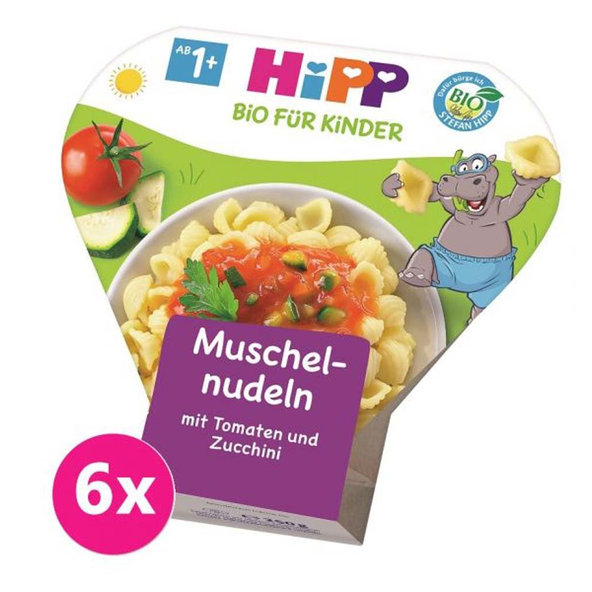 6x HiPP BIO Těstoviny s rajčaty a cuketou (250 g)