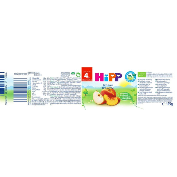 6x HiPP broskvový (125 g) - ovocný příkrm