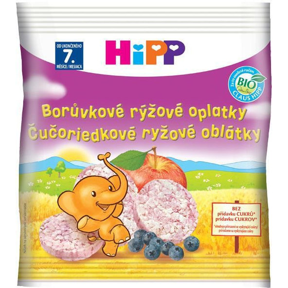 7x HiPP BIO borůvkové rýžové oplatky pro děti (30 g)