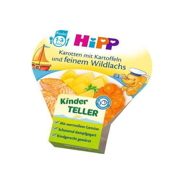 HiPP Bezlepkové zemiaky so zeleninou a jemným lososom, 250 g - zeleninový príkrm