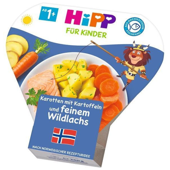 HiPP Bezlepkové zemiaky so zeleninou a jemným lososom, 250 g - zeleninový príkrm