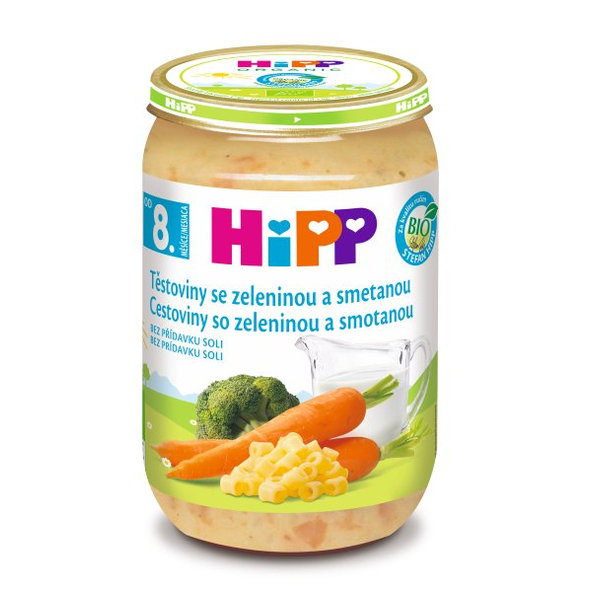 HiPP BIO Cestoviny so zeleninou a smotanou od 8. mesiaca, 220 g