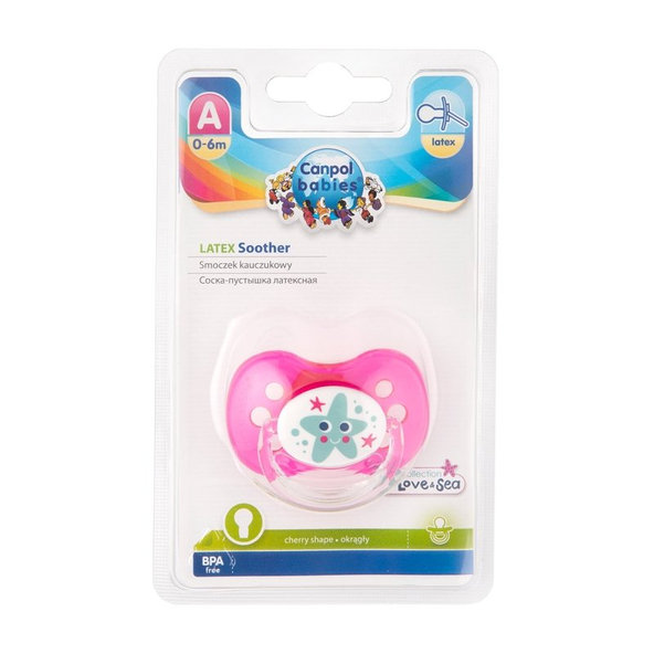 CANPOL BABIES Cumlík kaučukový čerešnička 0-6m NATURE - ružová