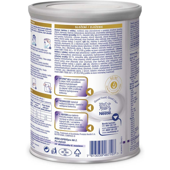 4x BEBA EXPERTpro HA 2 Mlieko pokračovacie, 800 g