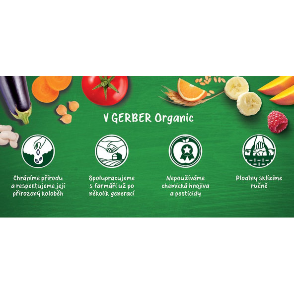 5x GERBER Organic chrumky s malinami a banánom 35 g​
