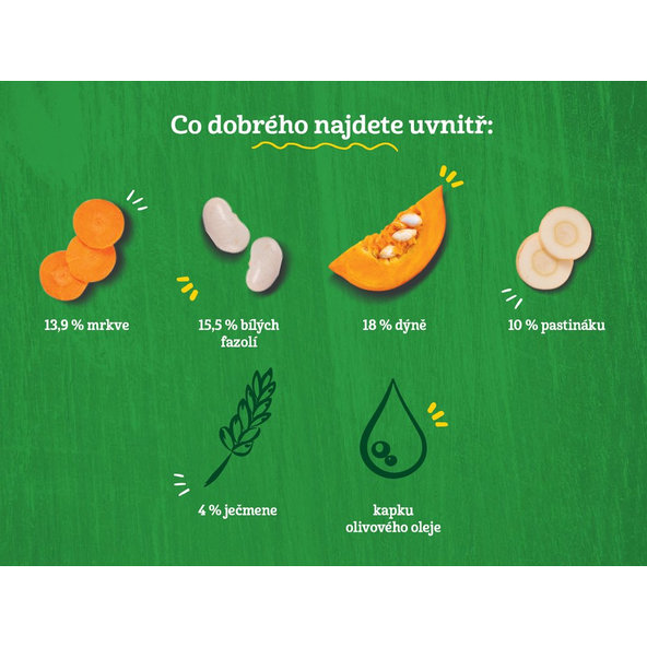 6x GERBER Organic 100% rastlinný príkrm lahodná tekvica s fazuľkami a paštrnákom 190 g