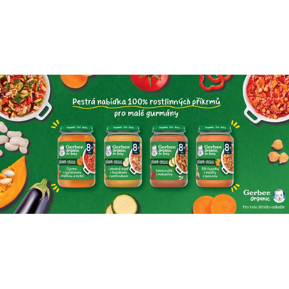 GERBER Organic 100% rastlinný príkrm biele fazuľky s batátmi a quinoou 190 g