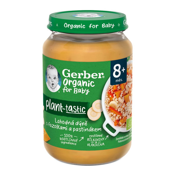 GERBER Organic 100% rastlinný príkrm lahodná tekvica s fazuľkami a paštrnákom 190 g
