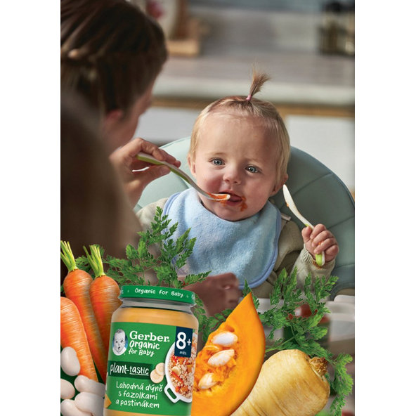 GERBER Organic 100% rastlinný príkrm lahodná tekvica s fazuľkami a paštrnákom 190 g