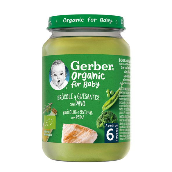 GERBER Organic detský príkrm brokolica s hráškom a morčacím mäsom 190 g