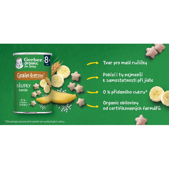 GERBER Organic chrumky banánové 35 g