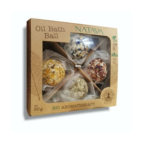 Darčeková kazeta Olejové gule do kúpeľa NATAVA 4 x 50g