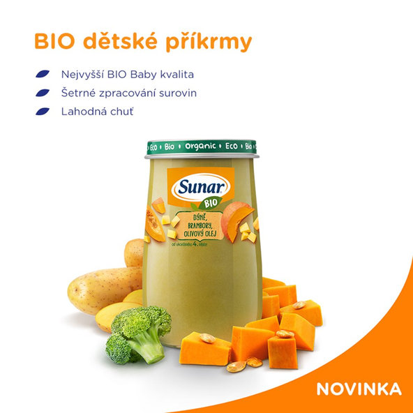 3x SUNAR BIO Tekvica, zemiaky, olivový olej 190 g