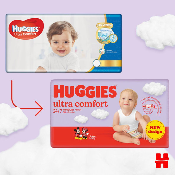 4x HUGGIES® Plienky jednorázové Ultra Comfort Mega 3 (4-9 kg) 78 ks