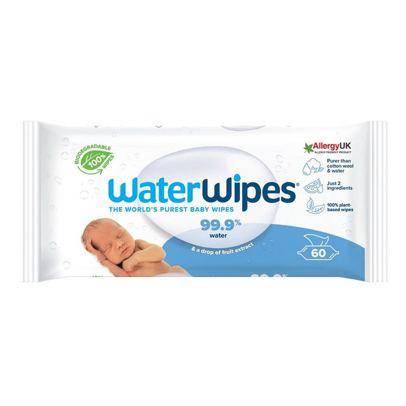 5x WATERWIPES Vlhčené obrúsky bez obsahu plastov 60 ks ( 300 ks )