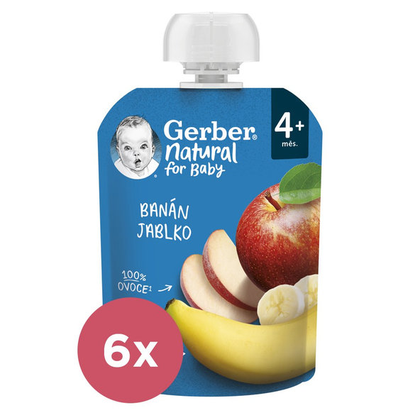 6x GERBER Natural kapsička banán a jablko 90 g