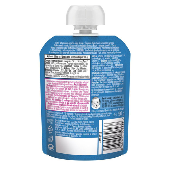 6x GERBER Natural kapsička jablko, čučoriedka a banán 90 g