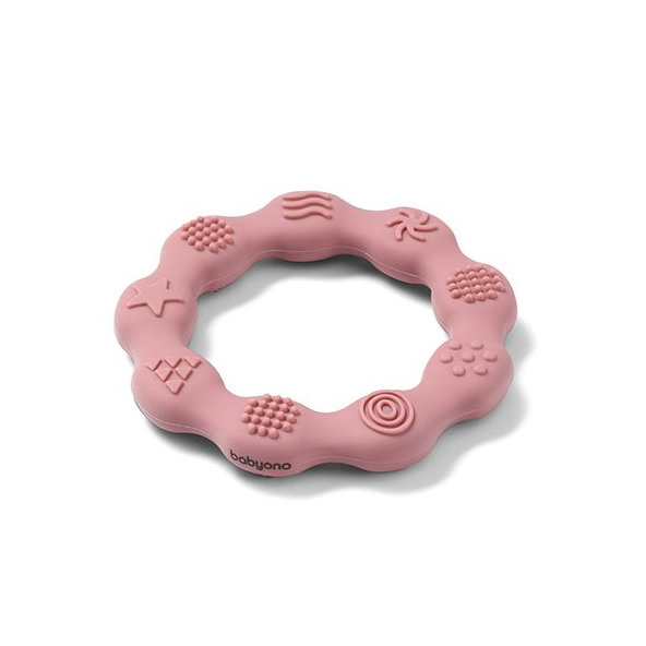 BABYONO Hryzačka silikónová Krúžok ružový