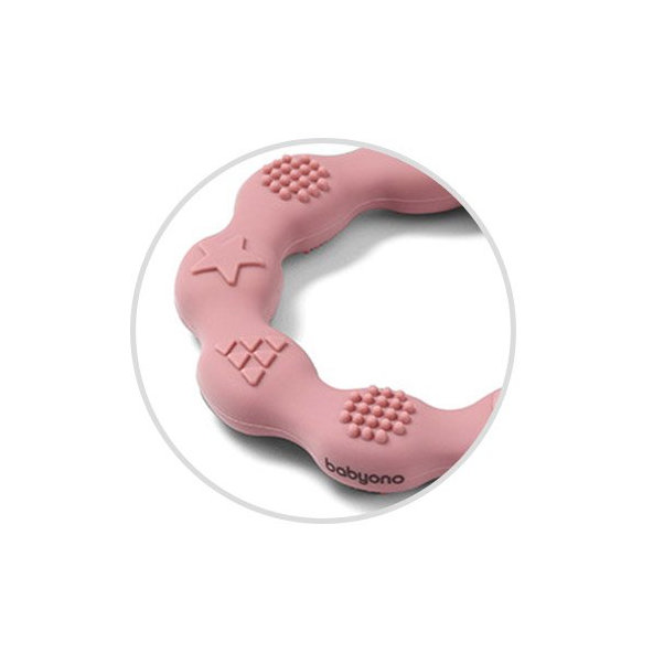 BABYONO Hryzačka silikónová Krúžok ružový