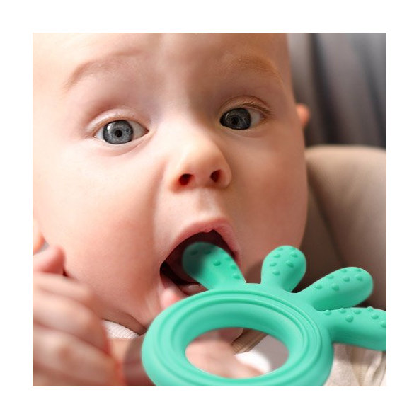 BABYONO Hryzačka silikónová Octopus mint